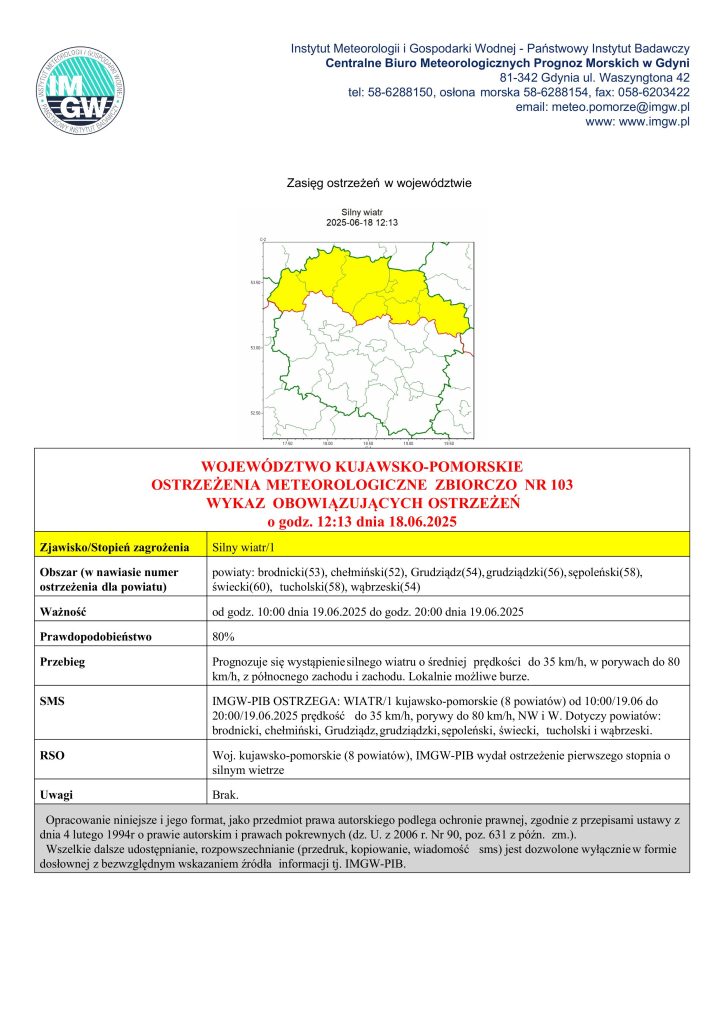 OSTRZEŻENIE METEOROLOGICZNE